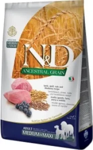 Farmina N&D Low Grain Dog Lamb&Blueberry Adult Medium&Maxi Беззерновой корм для собак средних и больших пород с ягнёнком и черникой, 12 кг