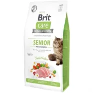 Brit Care Grain-Free Senior Weight Control Беззерновой корм для контроля веса пожилых котов с курицей 2 кг + лакомство для кошек