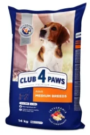 Акция! Club 4 paws (Клуб 4 лапы) Adult Medium Breeds Сухой корм для собак средних пород с уткой, 14 кг