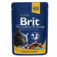 Brit Premium Cat Pouches with Chicken&Turke Вологий корм для котів з куркою та індичкою, 100 г