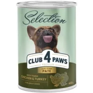 Club 4 Paws Premium Selection Вологий корм для дорослих собак, паштет із куркою та індичкою 400 г