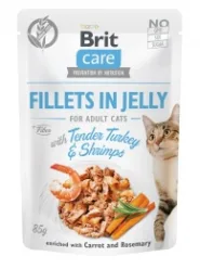 Brit Care Cat pouch ніжна індичка з креветками в желе вологий беззерновий корм для котів 85 г