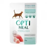 Акция! OptiMeal Turkey Sterilized Cat Сухой корм для стерилизованных котов с индейкой и овсом, 85 г