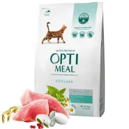 Акция! OptiMeal Turkey Sterilized Cat Сухой корм для стерилизованных котов с индейкой и овсом 0