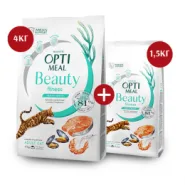 Акція! OptiMeal Beauty Fitness Sterilised Healthy Weight Cat Сухий корм для стерилізованих котів з морепродуктами, 4 кг + 1,5 кг