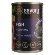 Влажный корм Savory Cat Can Adult для взрослых привередливых кошек с рыбой 400 гр.