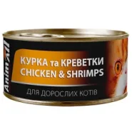 AnimAll Chicken&Shrimps Вологий корм для котів з куркою та креветками, 85 г