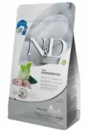 Farmina N&D Grain Free White Dog Adult Mini Sea Bass сухой корм с сибасом, спирулиной и фенхелем для белых собак мелкой породы 2 кг