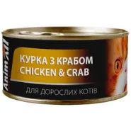AnimAll Chicken&Crab Вологий корм для котів із куркою та крабом, 85 г