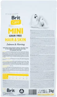Brit Care GF Mini Hair&Skin Гипоаллергенный корм для собак мелких пород для кожи и шерсти с лососем и сельдью, 2 кг 0