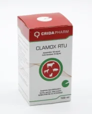 Инъекционный антибиотик Clamox RTU (амоксициллин + клавулановая кислота) для животных, 100 мл