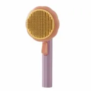 Brush cleans wool Пуходерка с кнопкой круглая Розово-сиреневая 19*8*7 см
