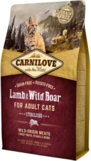 Carnilove Lamb&Wild Boar for Adult Sterilised Cats Сухий корм для стерилізованих котів з ягням і диким кабаном, 400 г
