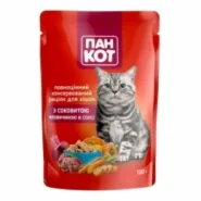 Пан-кіт консерви для котів яловичина в соусі 100г пауч