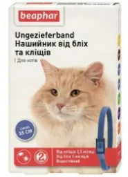 Beaphar Ошейник от блох и клещей для кошек, синий 35 см