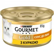 АКЦІЯ Gourmet Gold Соус де-люкс вологий корм з куркою для котів 85 гр