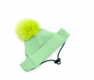 Шапка с помпоном трикотаж мятная, М