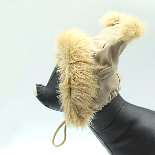 Шапка с ушками бежевая плащевка  -  Одежда для собак -   Материал: Плащевка  