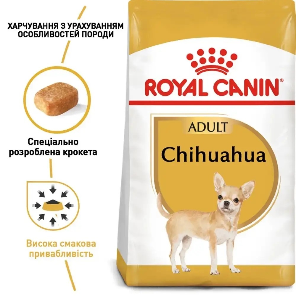 АКЦІЯ Royal Canin Chihuahua AD набір корму для собак 1,5 кг + 4 паучі  -  Сухий корм для собак -   Для порід Чихуахуа  