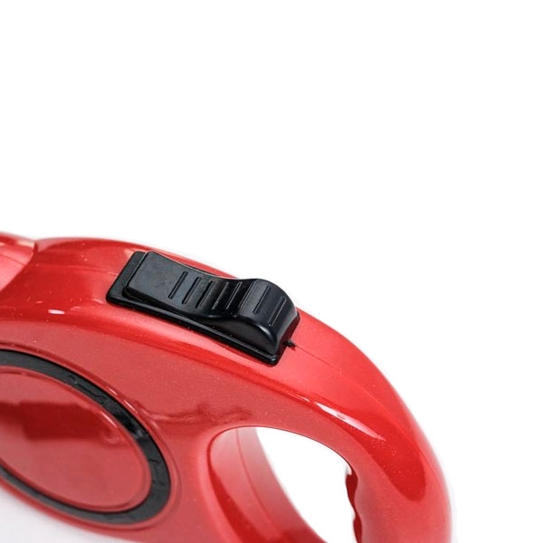 Рулетка для собак 3м/12кг круг пластиковая ручка лента красная фиксатор 190  - Рулетки для собак
