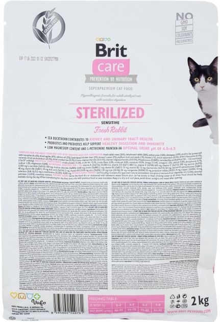Brit Care Cat Grain-Free Sterilized Sensitive сухой корм для стерилизованных котов с чувствительным пищеварением  -  Сухой корм для кошек -   Ингредиент: Кролик  