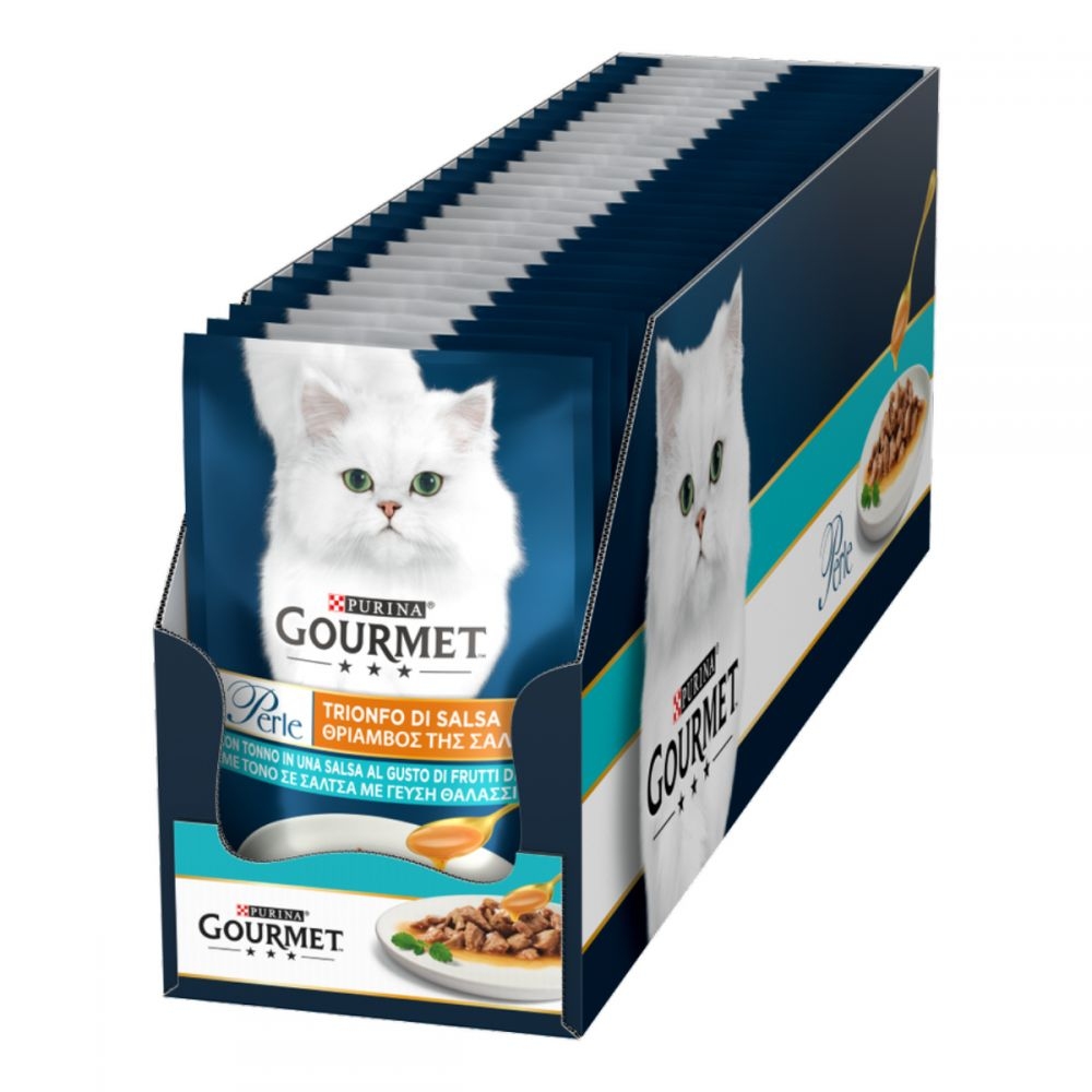 Gourmet Perle консервы для кошек с тунцом мини филе 85г 137782  - Корм для выведения шерсти у кошек