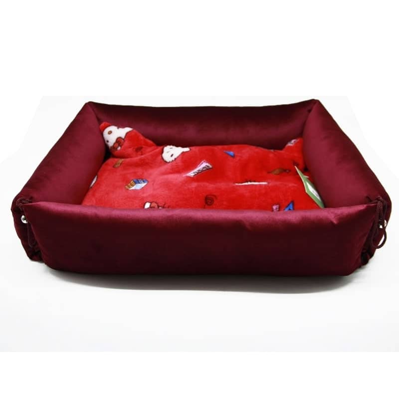 Лежак для животных Трансформер Люкс замшевый бордо  -  Домики и лежаки для собак Fifa     