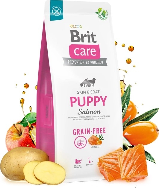 Brit Care Dog Grain-free Puppy Сухой корм для щенков без зерновой с лососем 1 кг  -  Сухой корм для собак -   Ингредиент: Лосось  