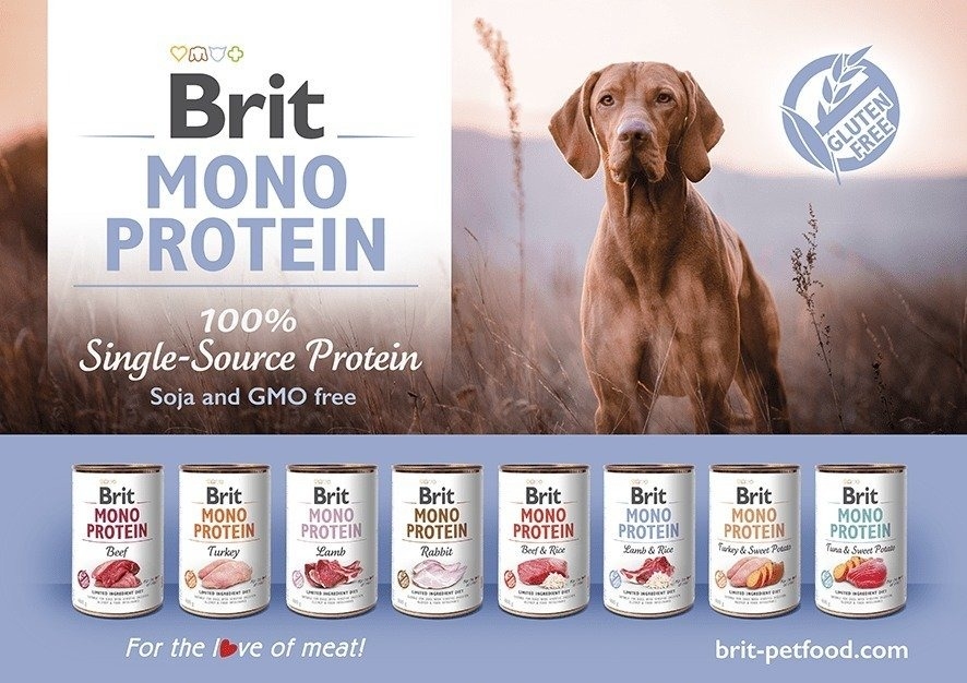 Brit Dog Monoprotein карп и картофельный салат влажный корм для собак 400 г  -  Влажный корм для собак -   Ингредиент: Рыба  
