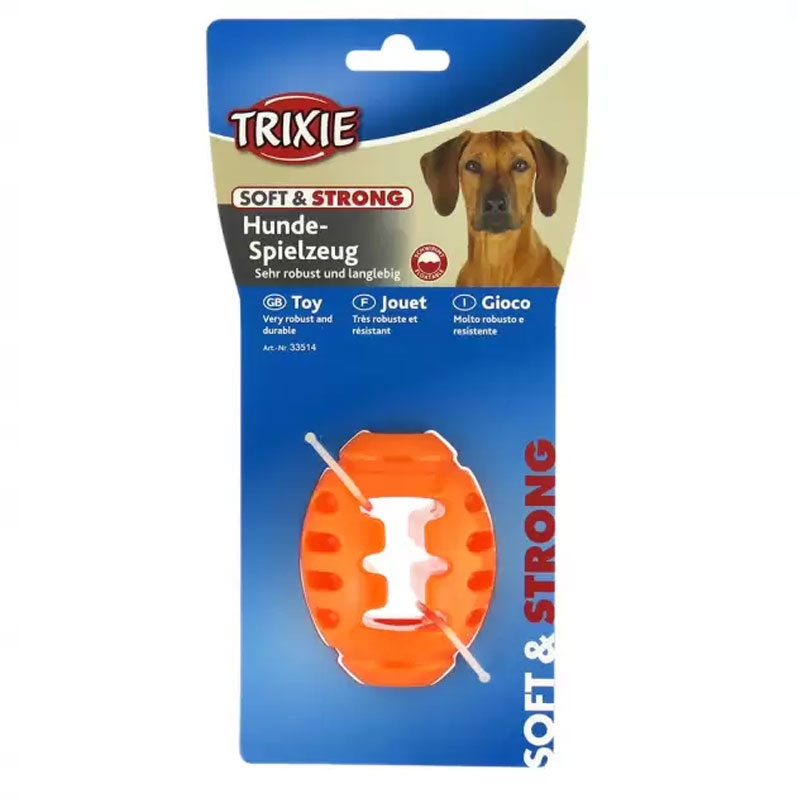 Трикси Мяч регби для собаки Soft & Strong без звука 8см термопластичная резина 33514  -  Резиновые игрушки для собак - Trixie     