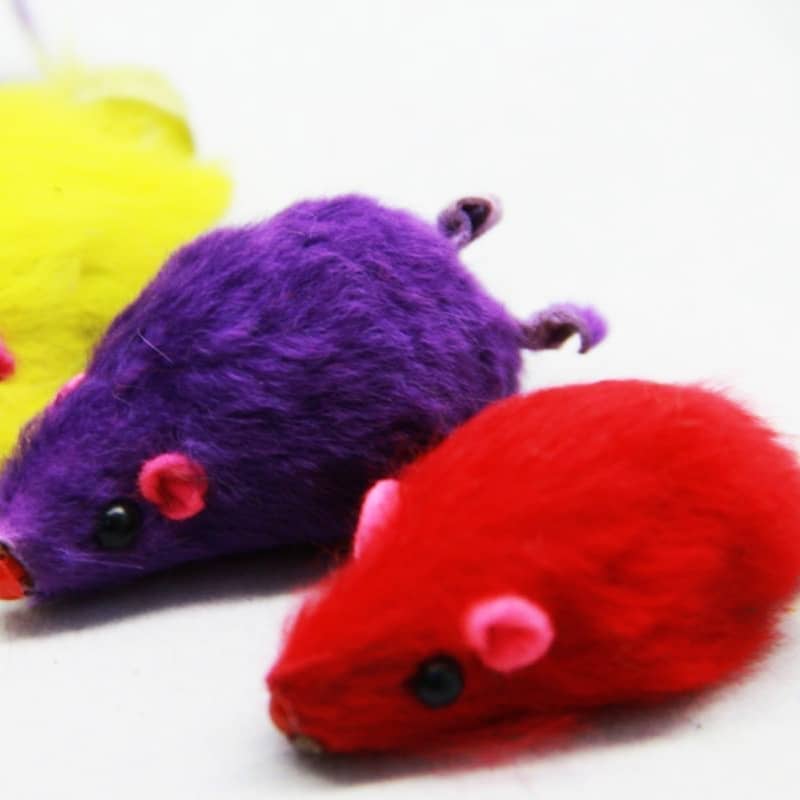 Игрушка для кошек Мышь цветная натуральная 5 см  -  Игрушки для кошек - Китай     