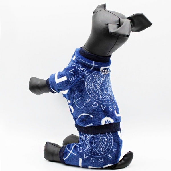 Комбинезон Версаче синий махра (мальчик)  -  Одежда для собак -   Материал: Махра  