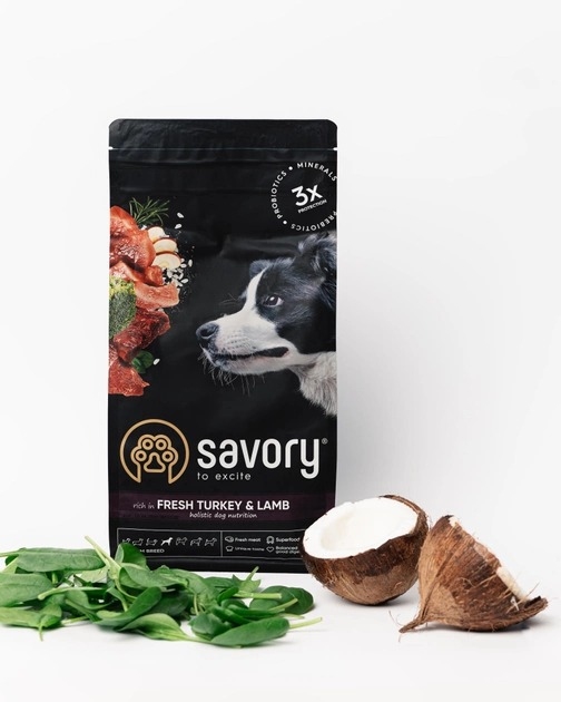 Savory Medium Breed с мясом индейки и ягненка сухой корм для собак средних пород 12 кг  -  Сухой корм для собак -   Особенность: Активные  