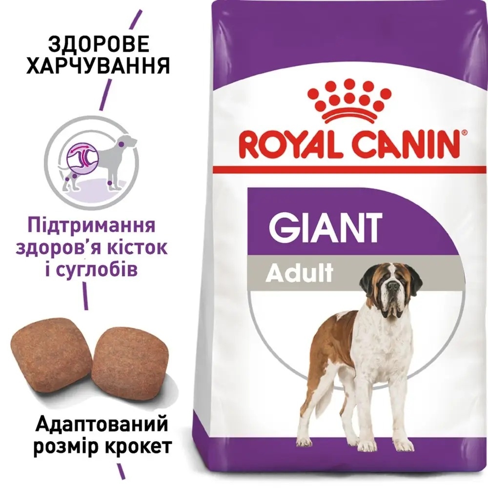 АКЦИЯ Royal Canin Giant Adult Сухой корм для собак - домашняя птица 15 + 3 кг  -  Сухой корм для собак -   Ингредиент: Птица  