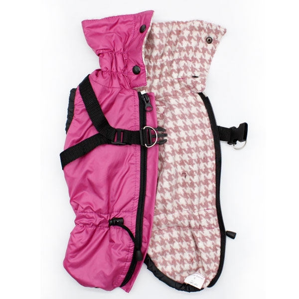 Жилет Вайлет рожевий зі шлейкою плащівка на байковій підкладці (дівчинка)  -  Жилетки для собак 