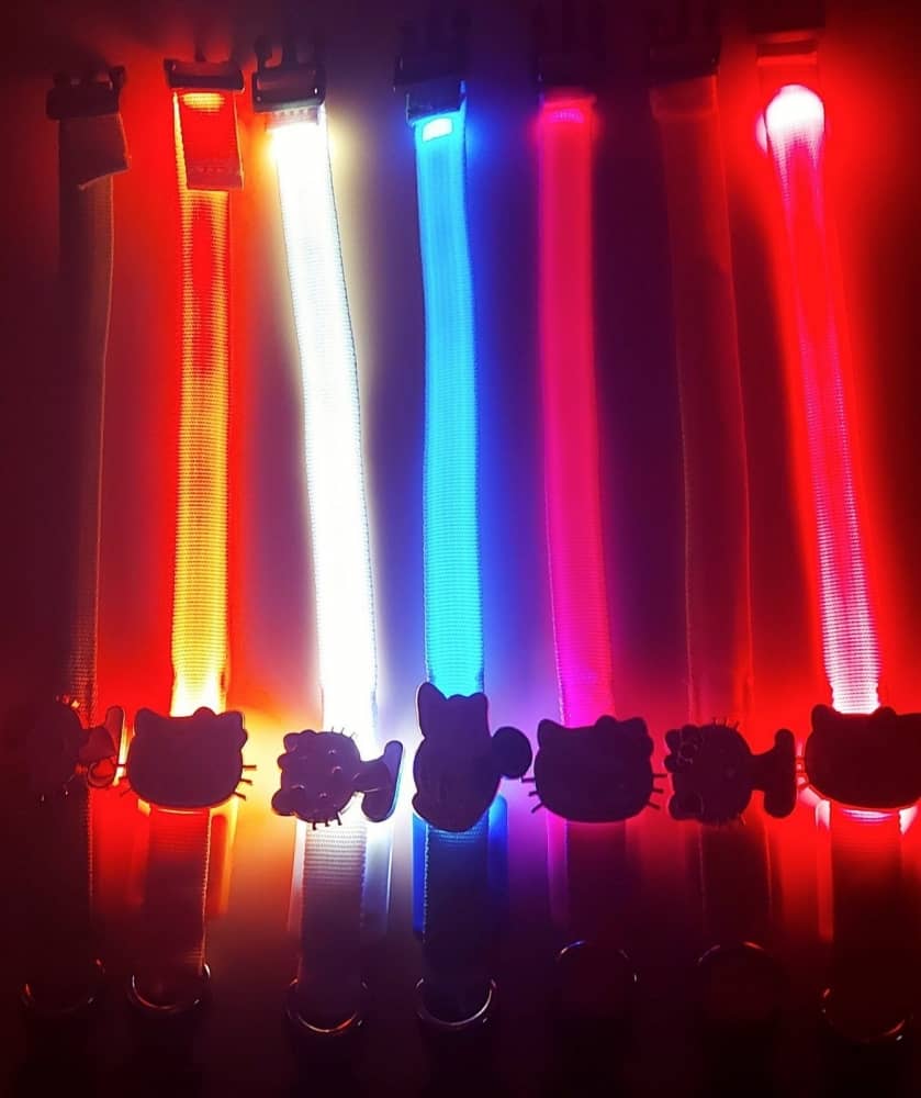 Ошейник XS LED Kitty тканевый 1,5см/20-25см  - Светящийся ошейник для собак