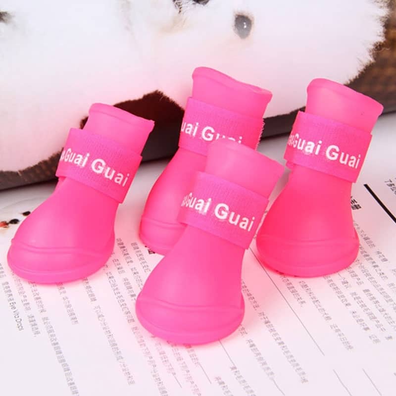 Ботинки для собак силиконовые Розовые  -  Одежда для собак -   Материал: Силикон  