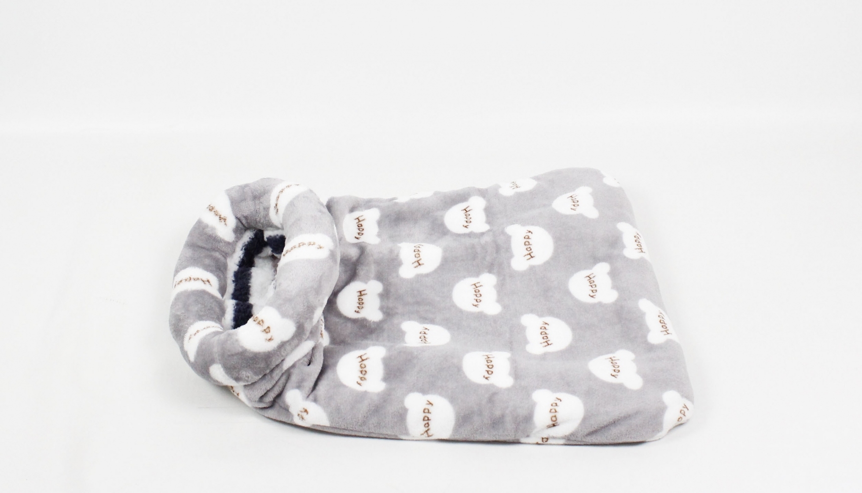 Спальник Ведмедик велсофт, вовна 64*62 см.  -  Будиночки, лежанки для кішок -   Вид З будиночком  