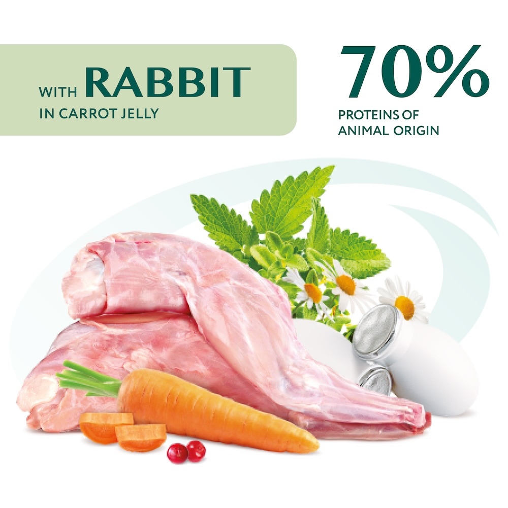 АКЦИЯ-22% Optimeal Rabbit Carrot Jelly влажный корм для кошек с кроликом в морковном желе 85 г  -  Влажный корм для котов -   Потребность: Живущие в помещении  