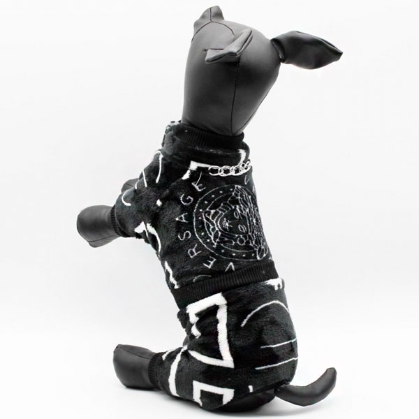 Комбинезон Версаче черный махра (мальчик)  -  Одежда для собак -   Материал: Махра  
