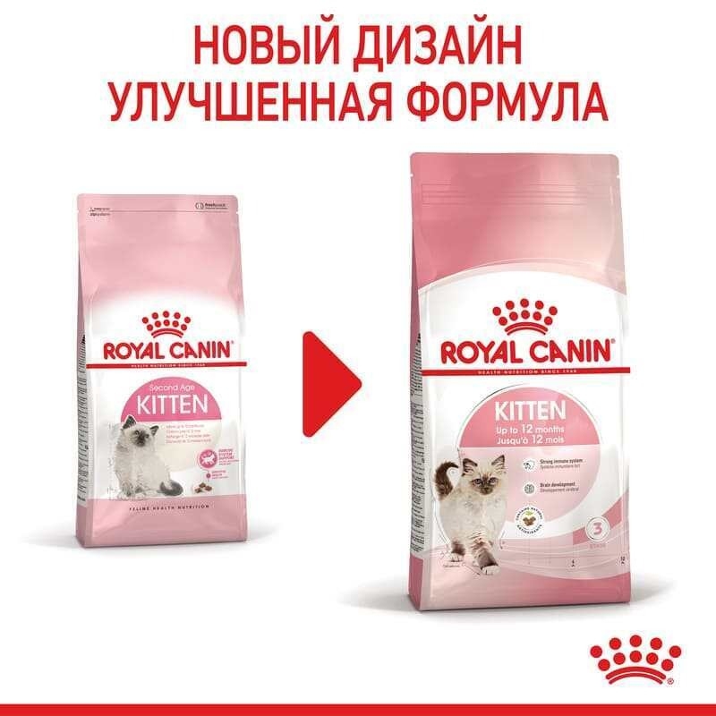 АКЦІЯ Royal Canin Kitten для кошенят на кожен день (до 12 місяців) набір корму 2 кг + 4 паучі  -  Сухий корм для кішок -   Потреба Розвиток кошеня  