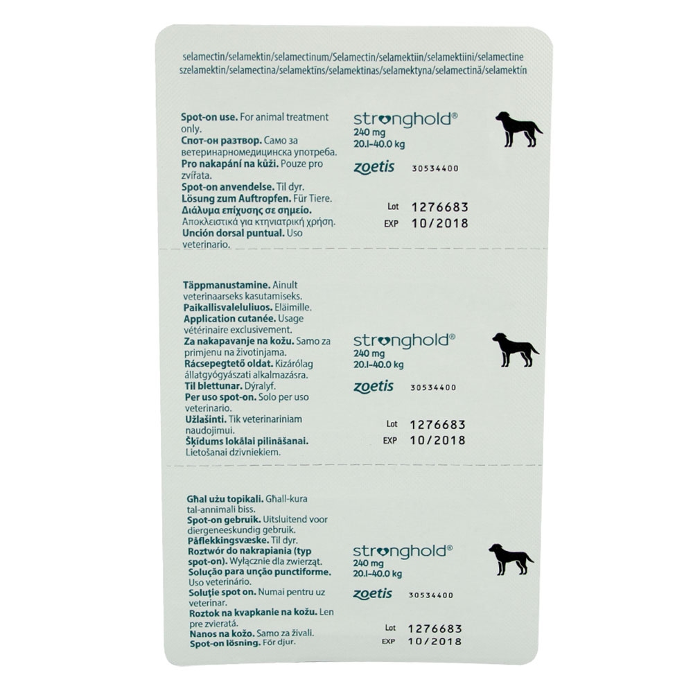 Стронгхолд капли для собак 240мг 20-40кг 12% 2мл 1 пипетка  -  Средства от блох и клещей для собак - Pfizer     