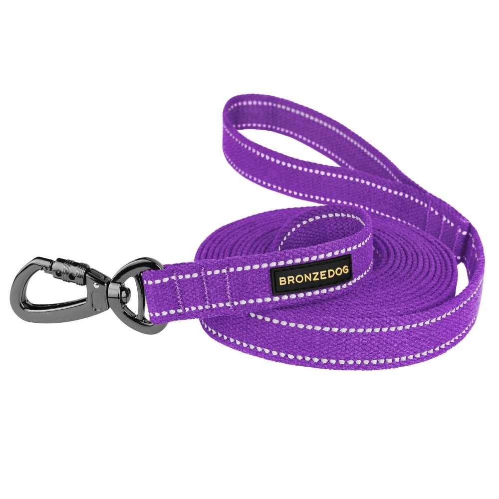 Поводок для собак Bronzedog Cotton брезентовый с карабином на замке фиолетовый 60309Б/Т  - Поводки для собак