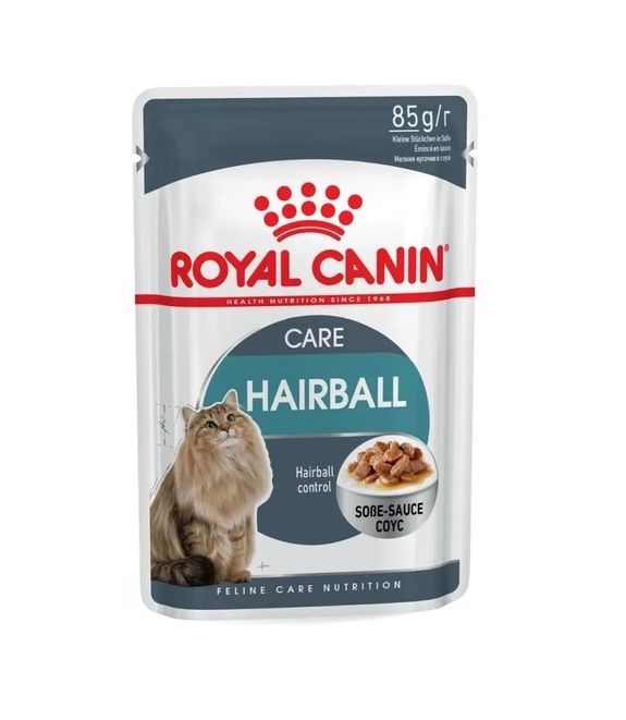 АКЦИЯ Royal Canin Hairball Care Gravy pouch Влажный корм для кошек с домашней птицей 3+1 по 85 г  -  Влажный корм для котов -  Ингредиент: Птица 