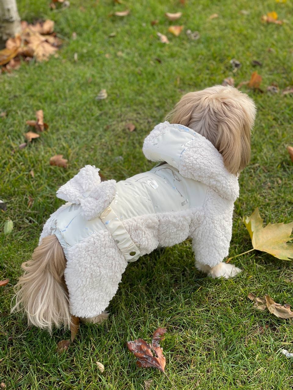 Комбинезон Элизабет овчина и плащевка на силиконе (девочка)  -  Одежда для собак -   Материал: Овчина  
