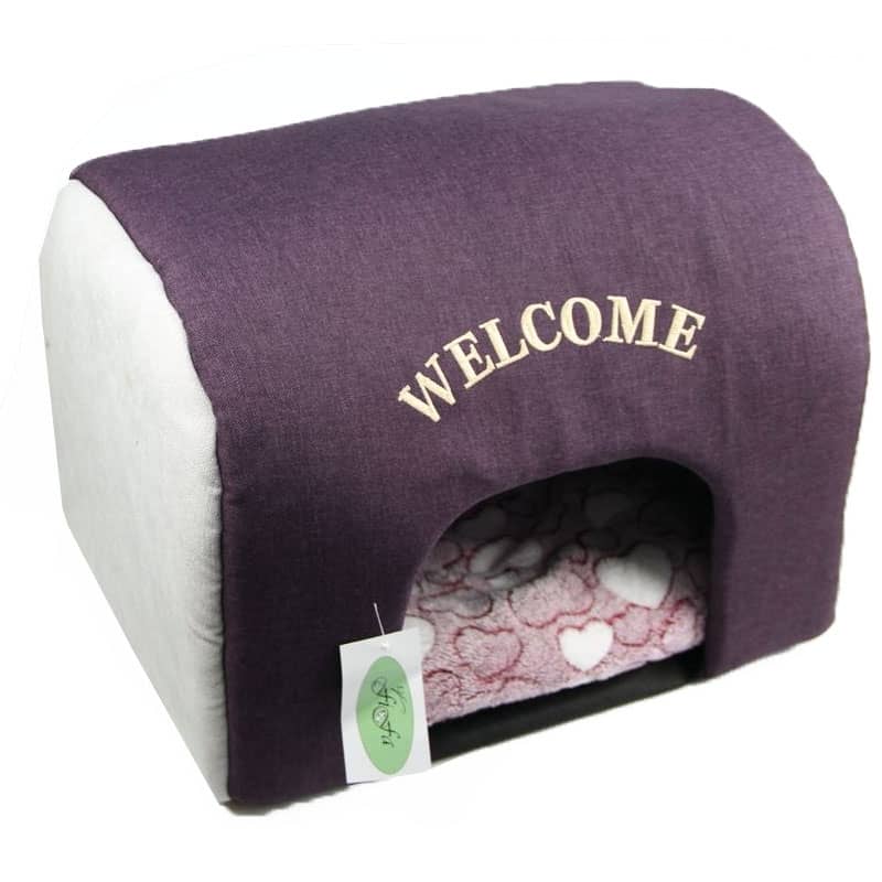 Будиночок для собак  Welcome антикоготь фіолетовий 40*34*34 см  -  Все для цуценят - Fifa     