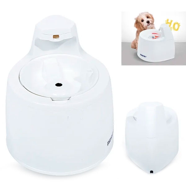 Фонтан для собак круглый белый 1,2л 25х20х21 см  -  Бутылки, фонтаны и поилки для собак 
