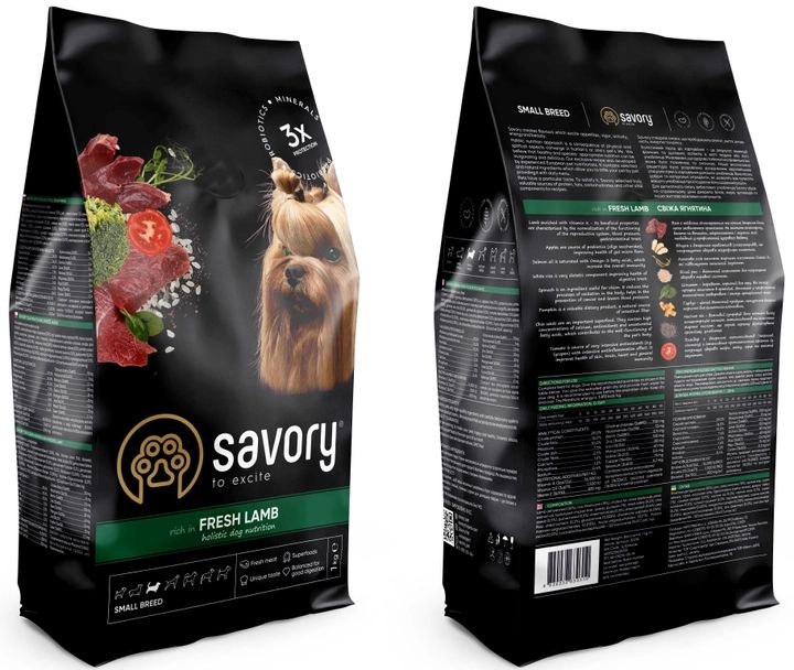 Savory Сухой корм для собак малых пород со свежим мясом ягненка  -  Сухой корм для собак -   Ингредиент: Ягненок  