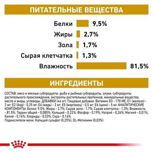 Royal Canin Urinary F S/O Moderate Calorie консервы для котов Pouch 85г  -  Роял Канин консервы для кошек 