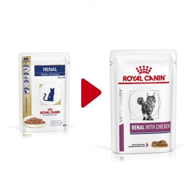 АКЦИЯ Royal Canin Renal Chicken Feline влажный корм для кошек при почечной недостаточности, 8+4 по 85 г  -  Влажный корм для котов -   Потребность: Почечная недостаточность  